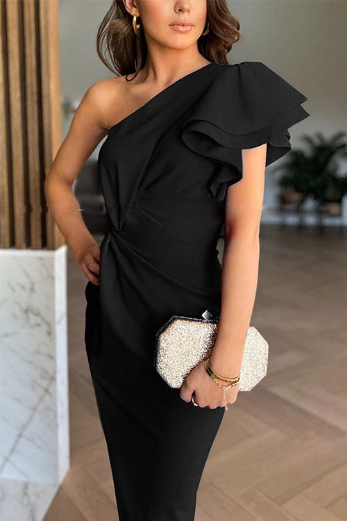 Nala | Ruffled Slit Elegance Dress