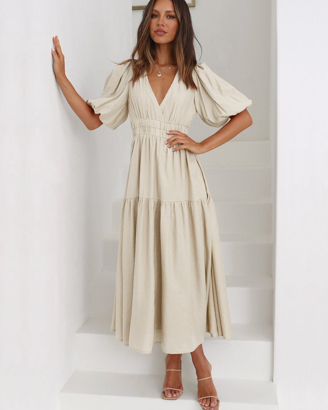 Lyra | Silk Puff Sleeve Dress