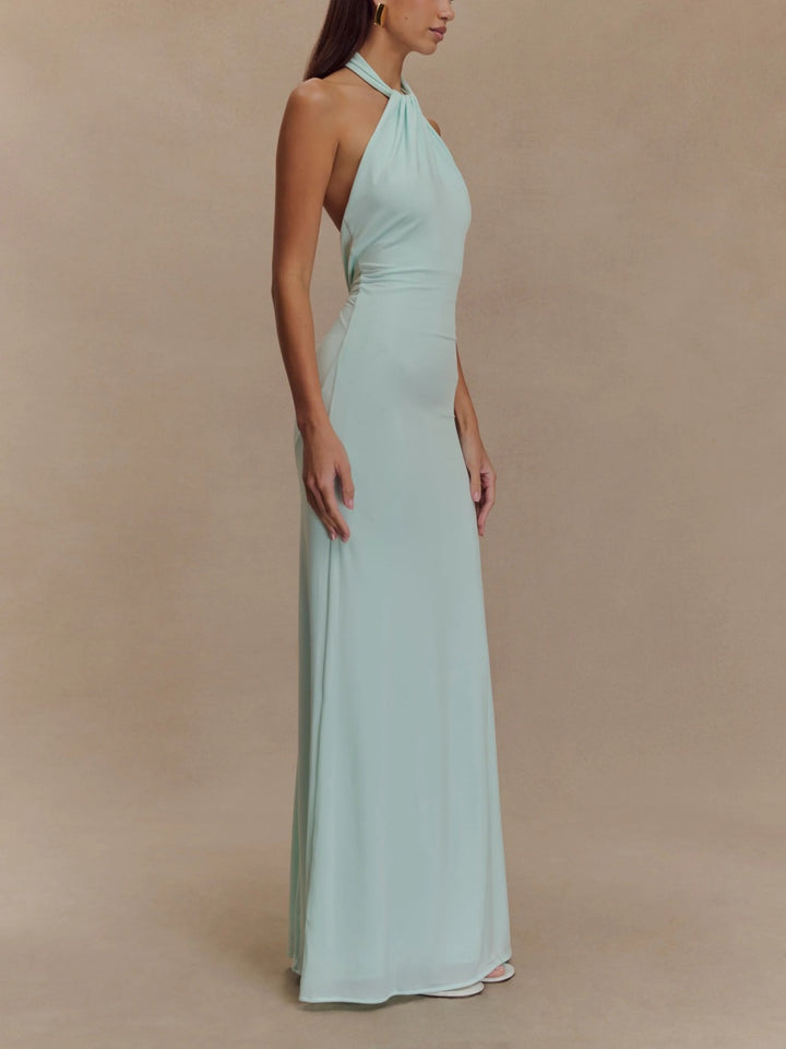 Eva | Glamour Halter Maxi Dress
