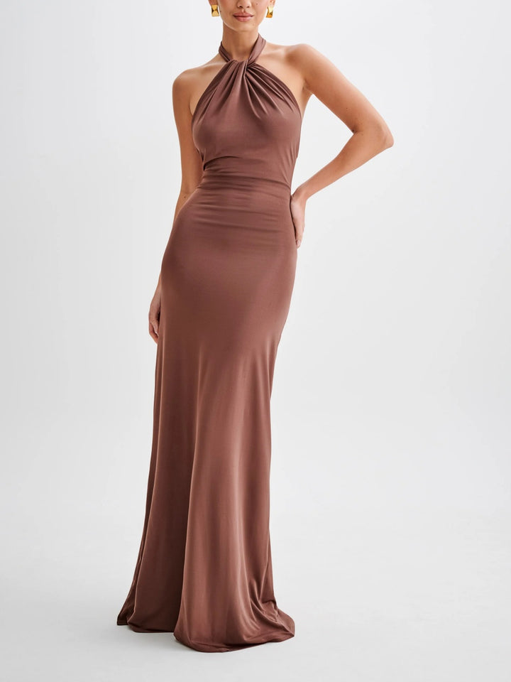Eva | Glamour Halter Maxi Dress