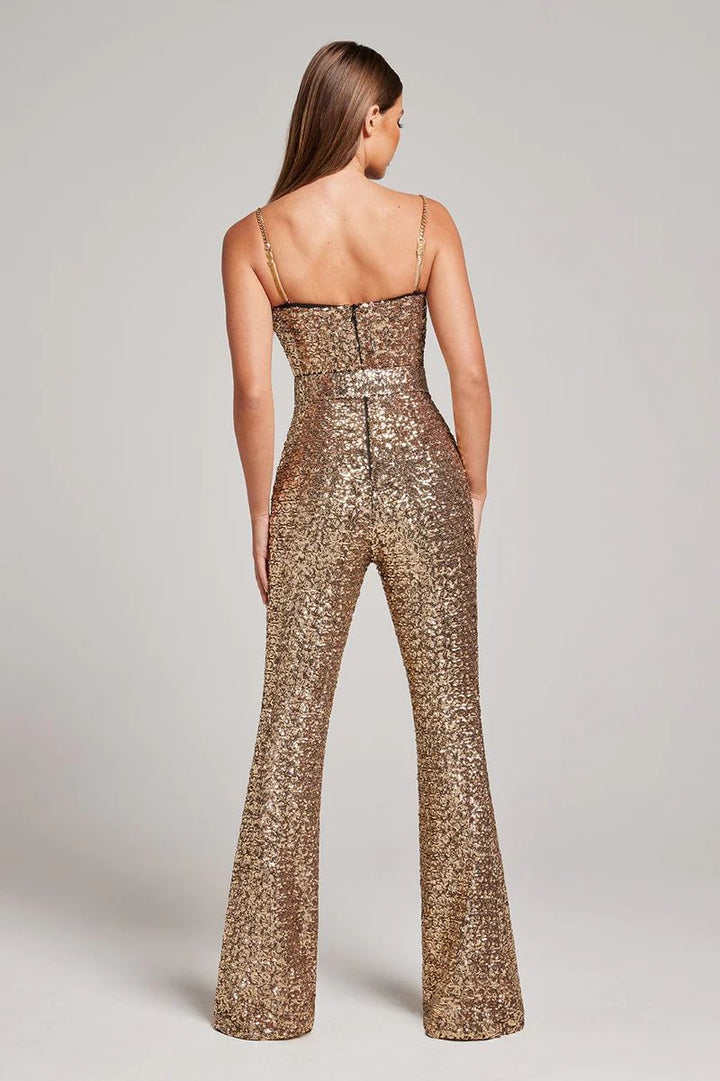 Genevieve | Sparkle Jumpsuit With Belt