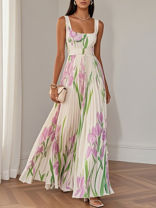Pauline | Pleated Chiffon Dress